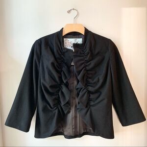 Tabitha Wool Blend Open Front Black Blazer 8